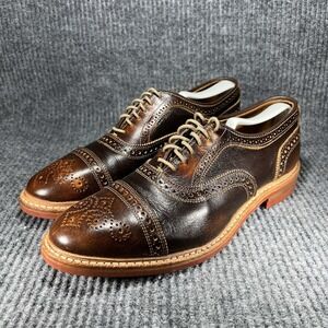 Allen Edmonds Strandmok Cap‎ toe Oxford Men's Size 9 D Brown Saddle Dainite Sole